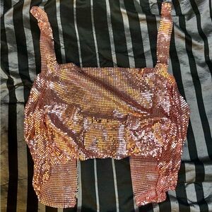 Sequin Loose Top - Rose Gold